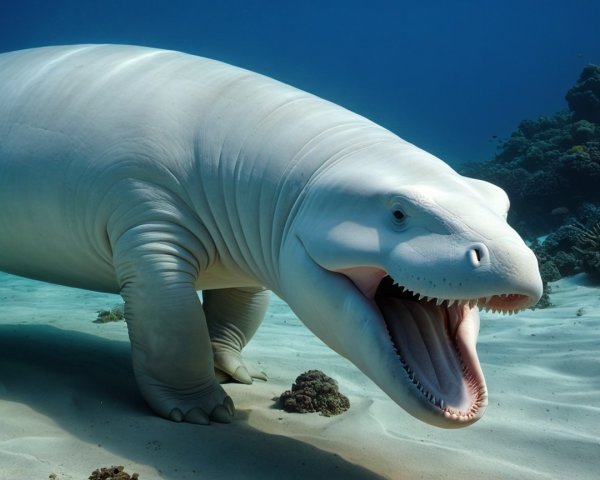Enormous Fantastical Sea Creature in Coral Habitat