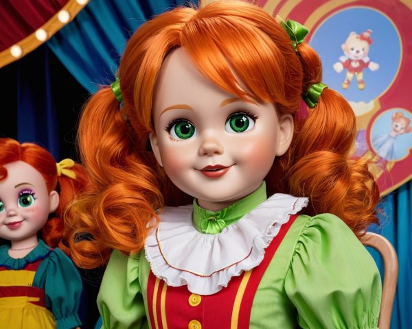 Charming Dolls with Red Hair in Whimsical Setting