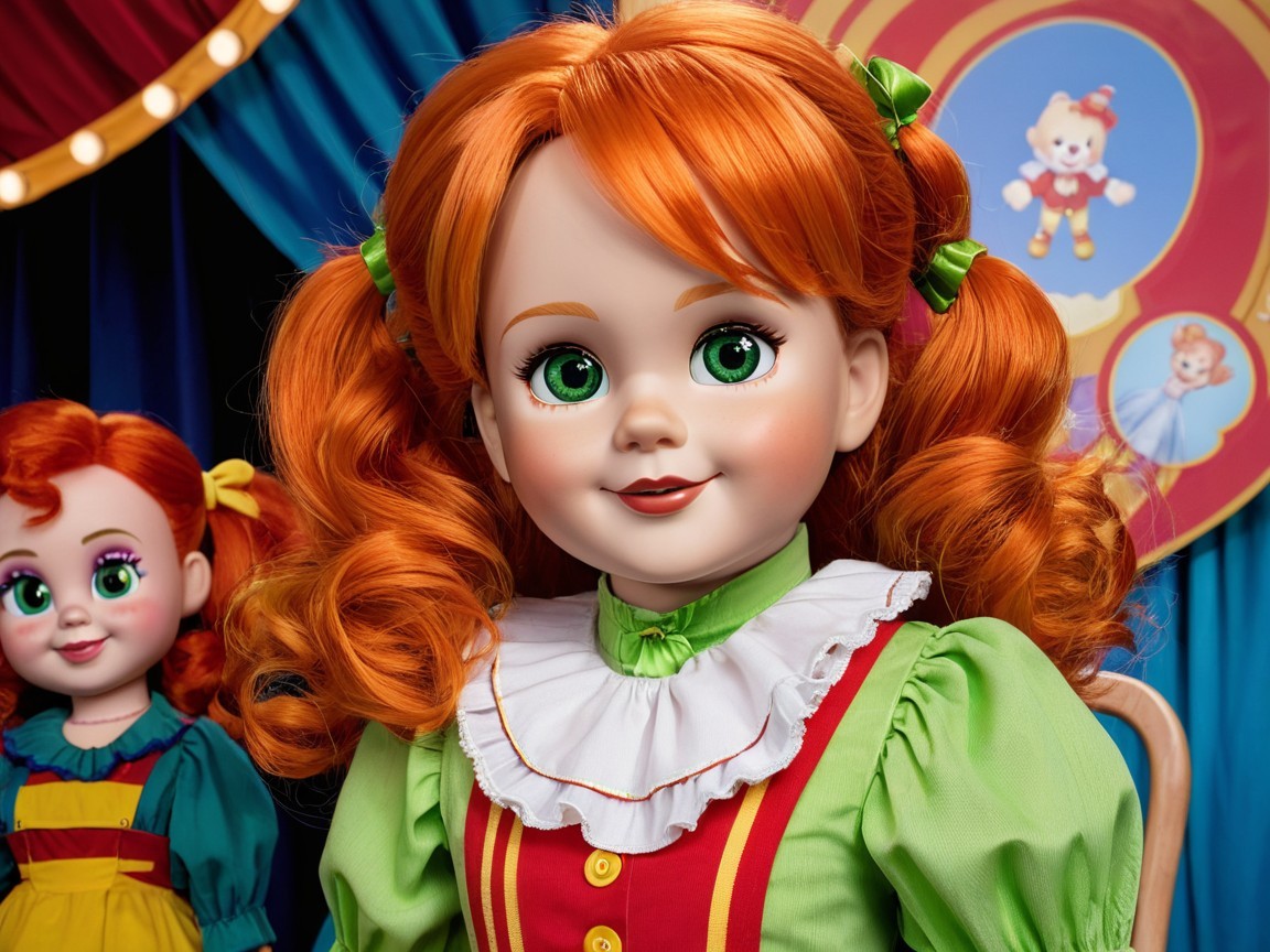 Charming Dolls with Red Hair in Whimsical Setting