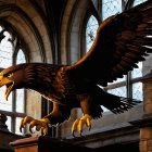 Majestic eagle sculpture in grand architectural setting