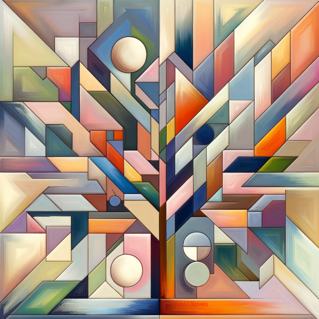 Abstract Composition of Geometric Shapes and Colors