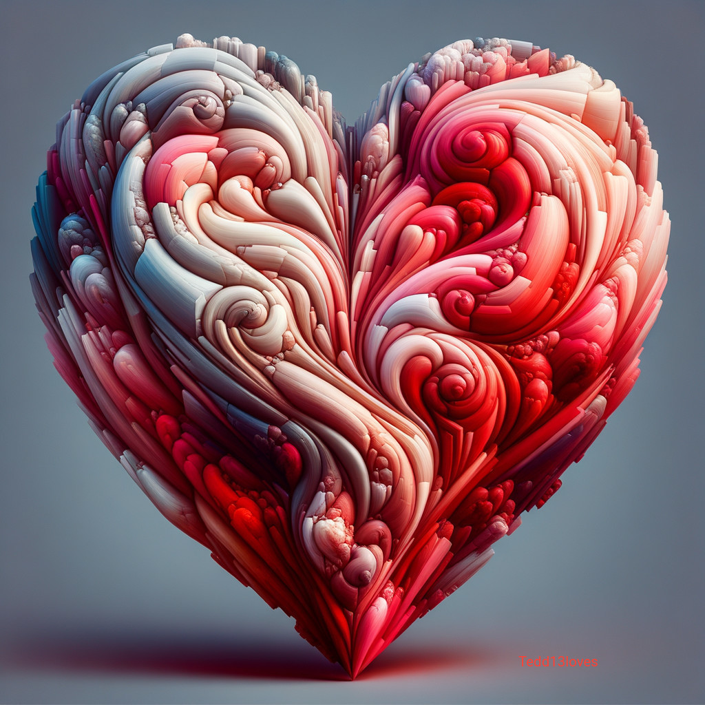 Three-Dimensional Textured Heart in Vibrant Colors