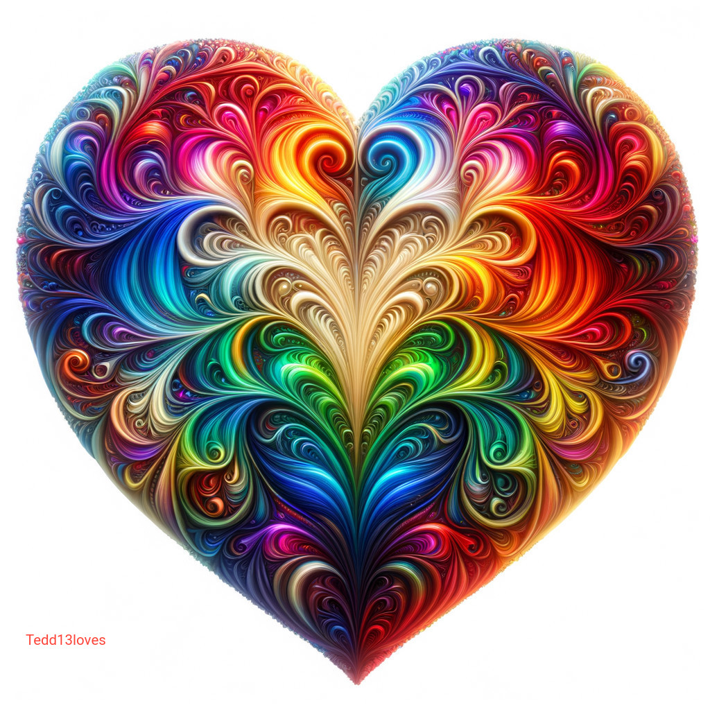 Vibrant Heart Design with Swirling Color Patterns