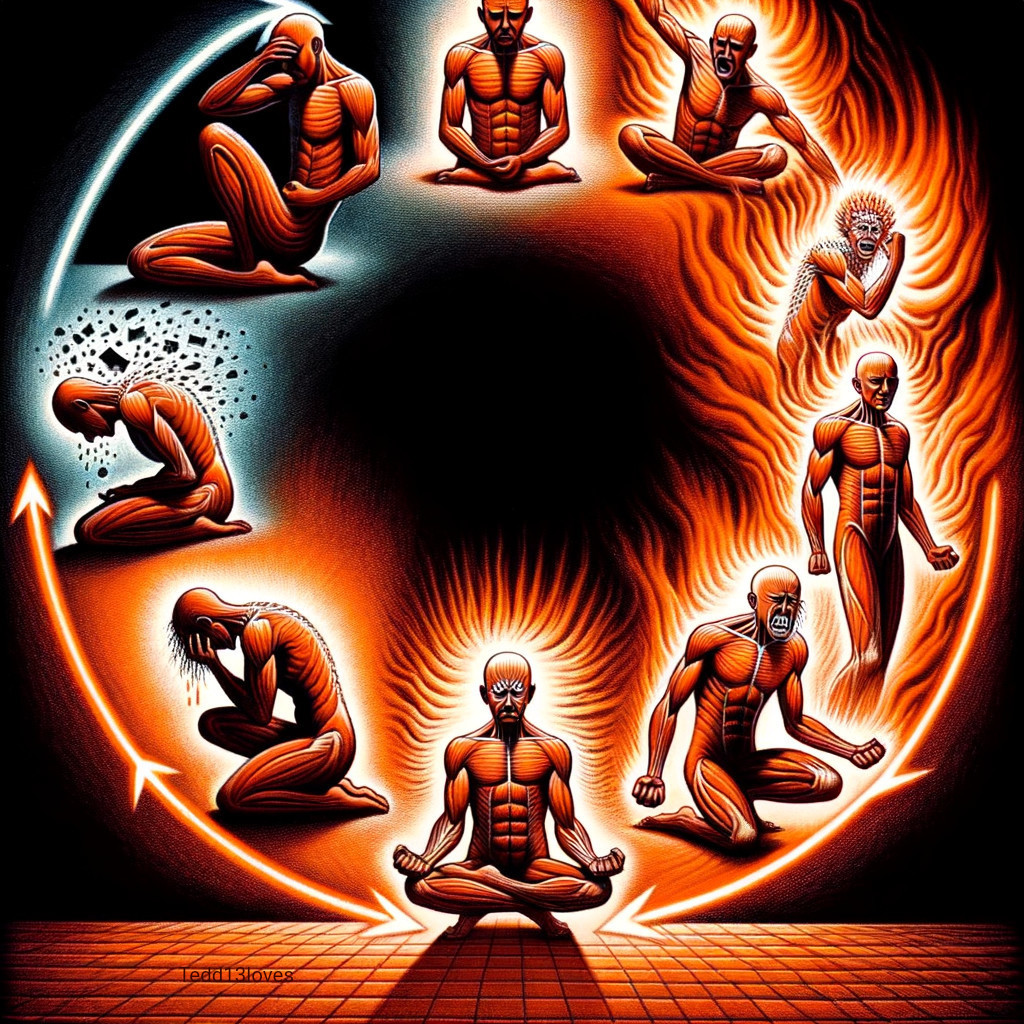 Cycle of Human Emotions in Stylized Figures