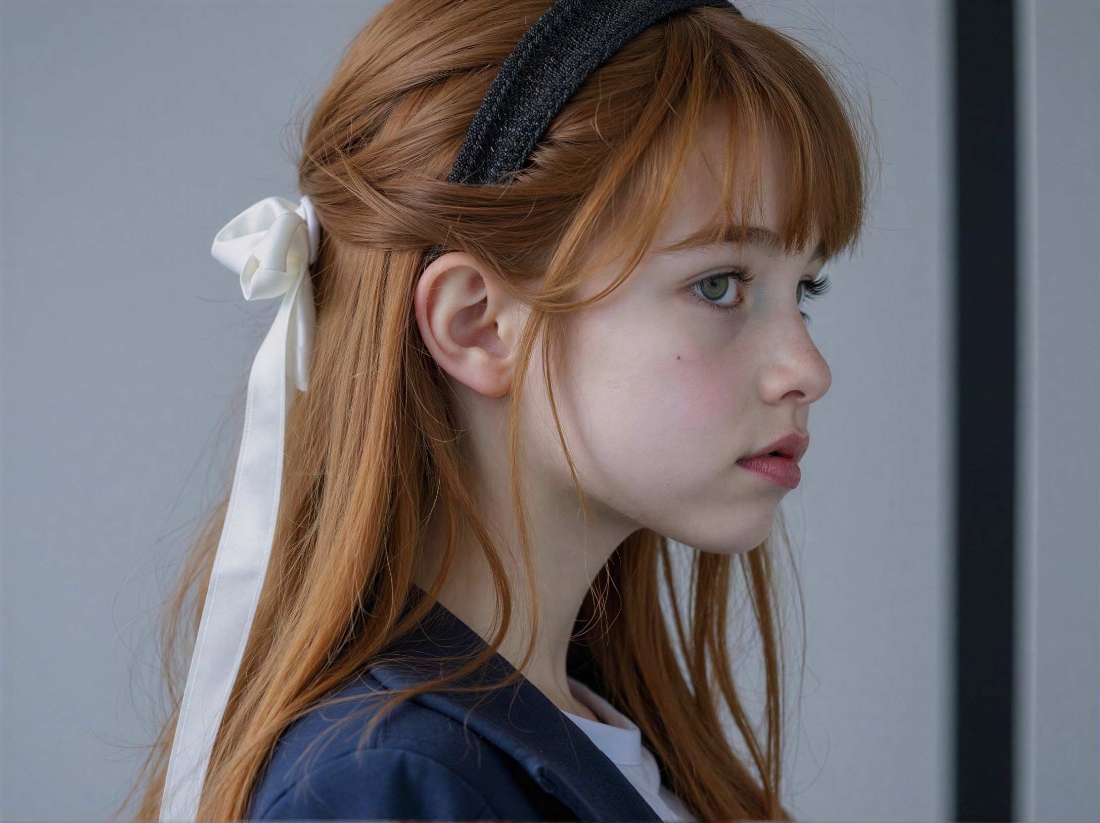 Close-up Portrait of a Girl with Fair Skin and Blush