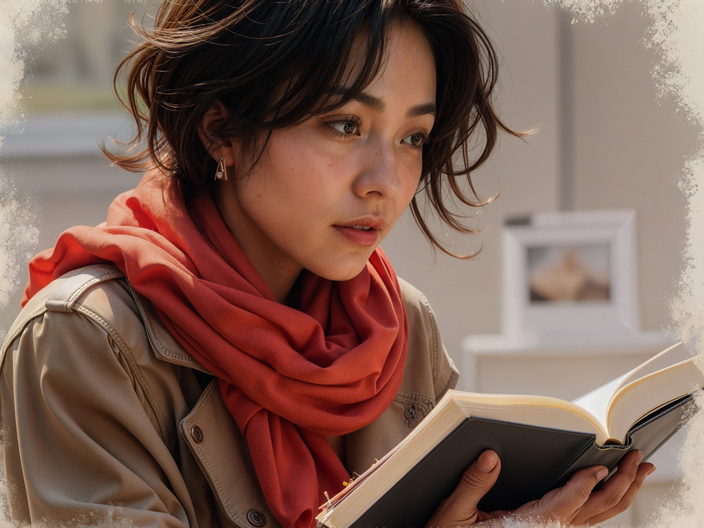 Young Woman Reading in Cozy, Softly Lit Setting