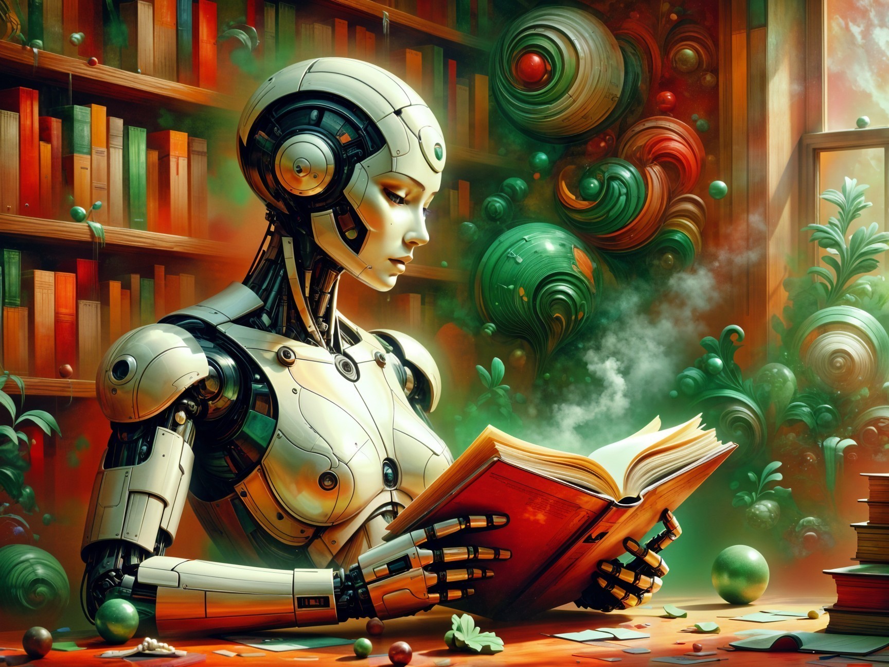 Humanoid Robot Reading in a Colorful Library Setting