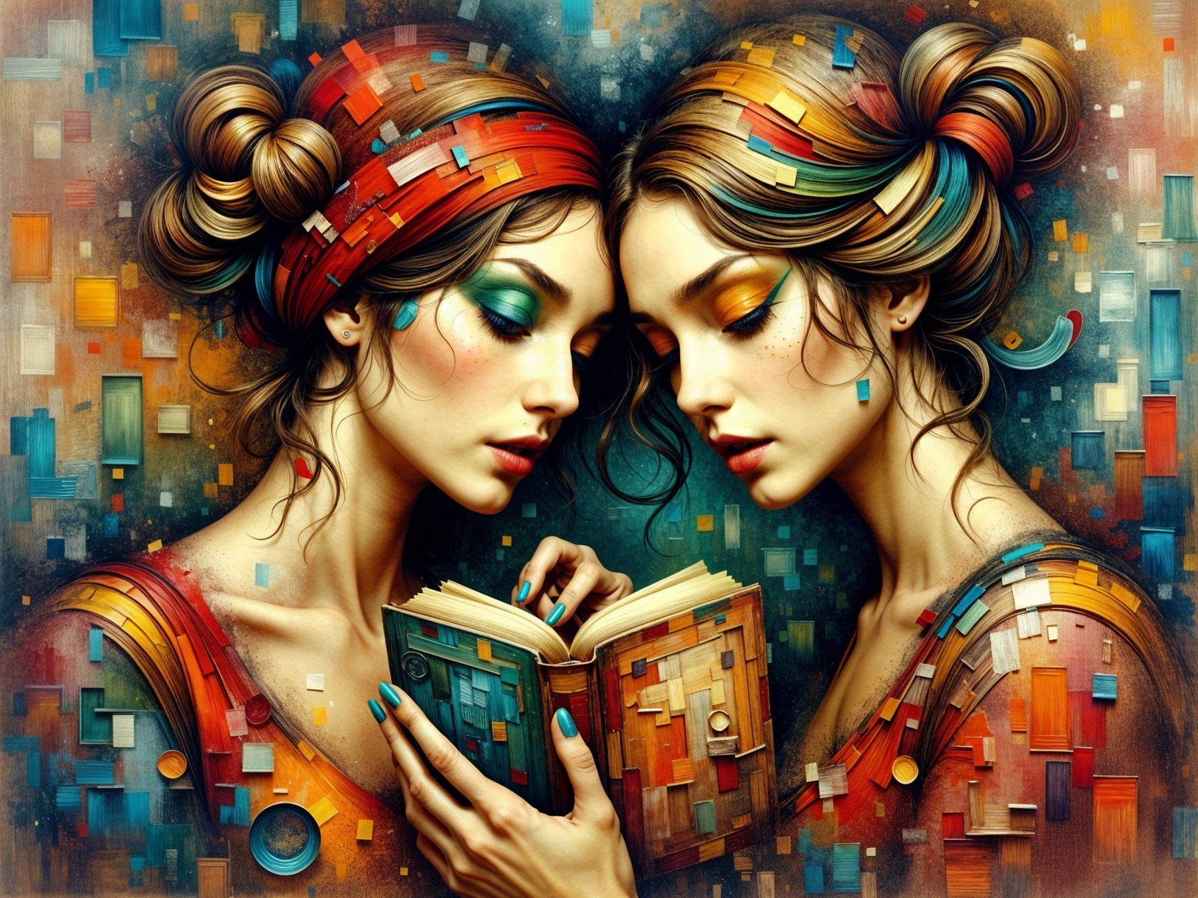 Colorful Hairstyles and Makeup with Illustrated Book