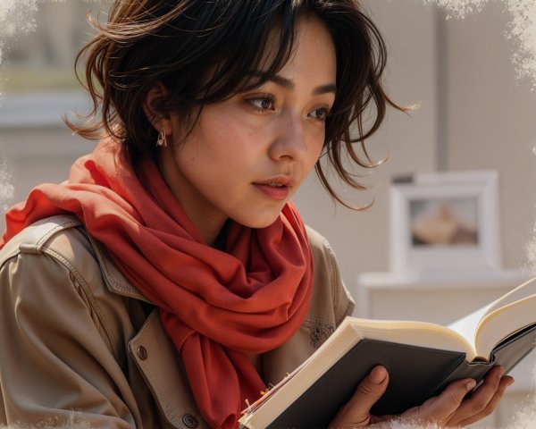 Young Woman Reading in Cozy, Softly Lit Setting