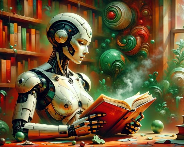 Humanoid Robot Reading in a Colorful Library Setting
