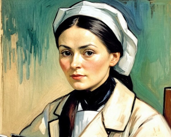 Young Woman in Traditional Nurse Uniform and Cap