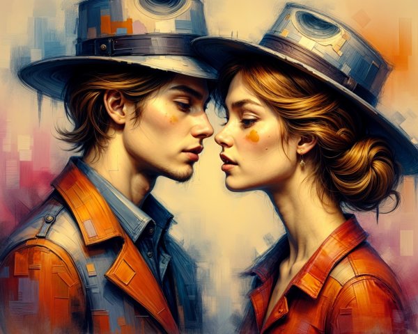 Portrait of a Young Couple in Vibrant Attire