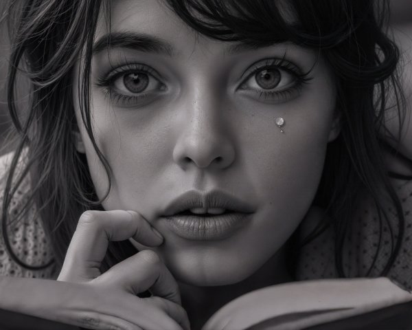 Close-Up Portrait of a Young Woman with Emotion