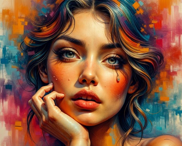 Portrait of a Young Woman with Expressive Features