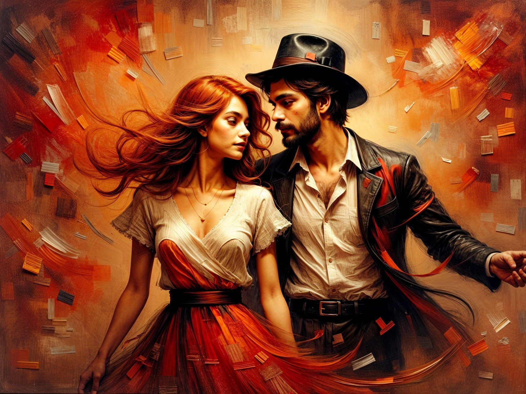 Passionate Couple in Vibrant Romantic Setting