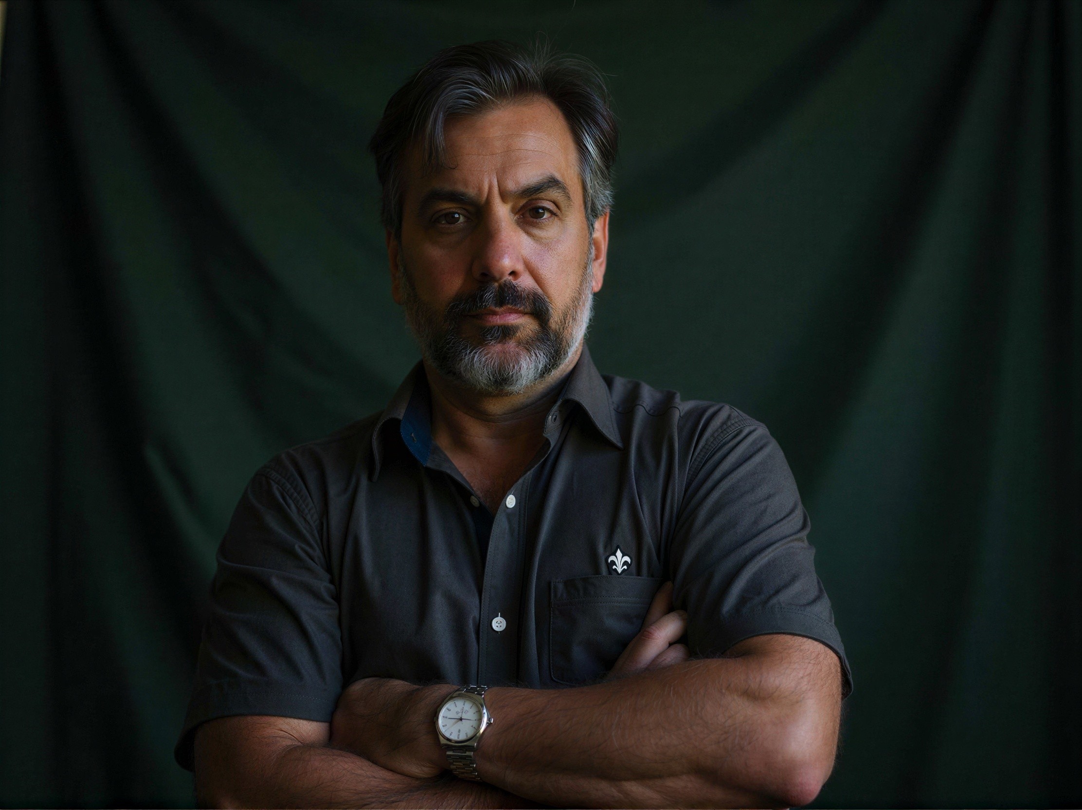Headshot of a man with grey hair and serious expression