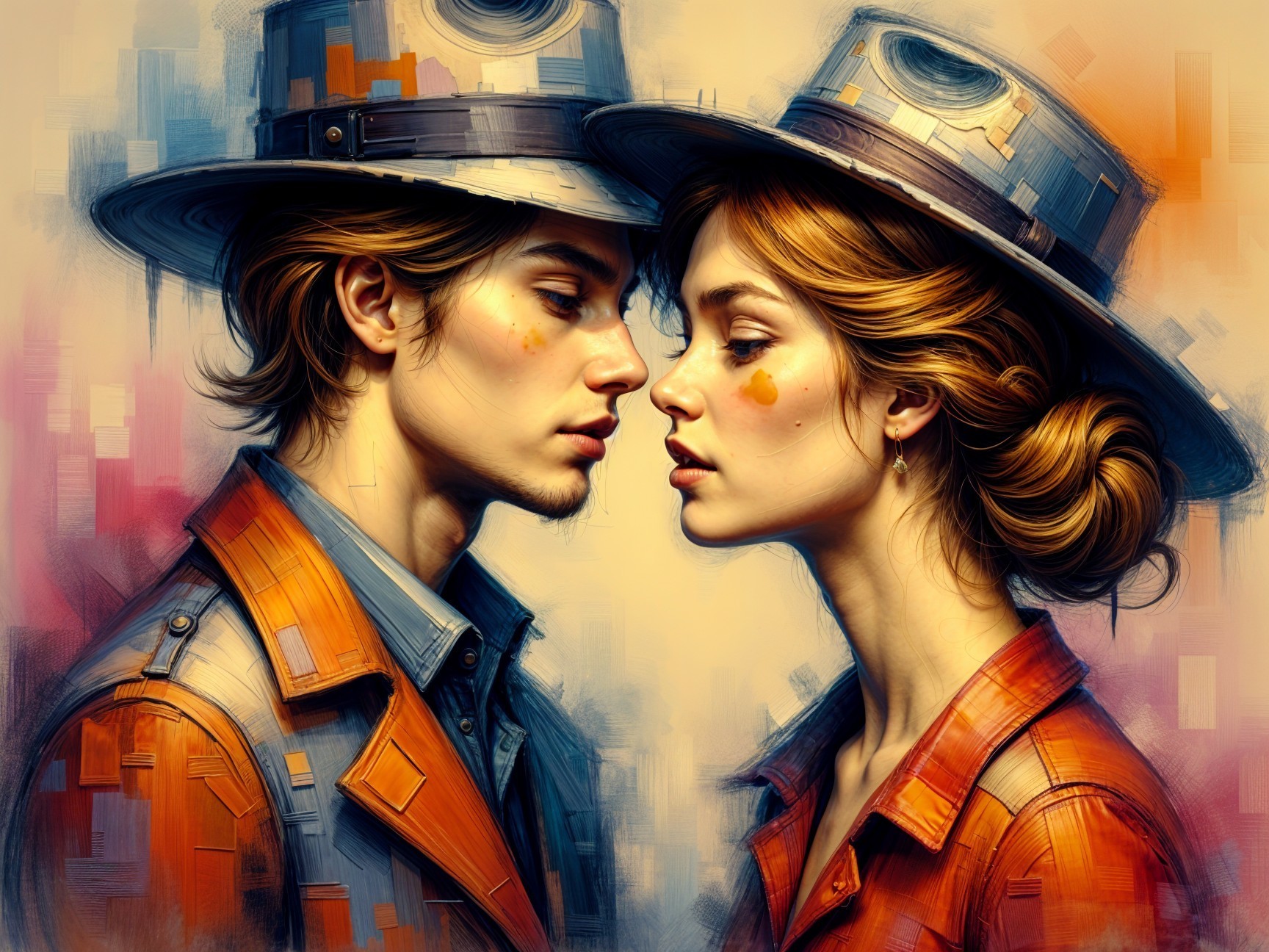 Portrait of a Young Couple in Vibrant Attire