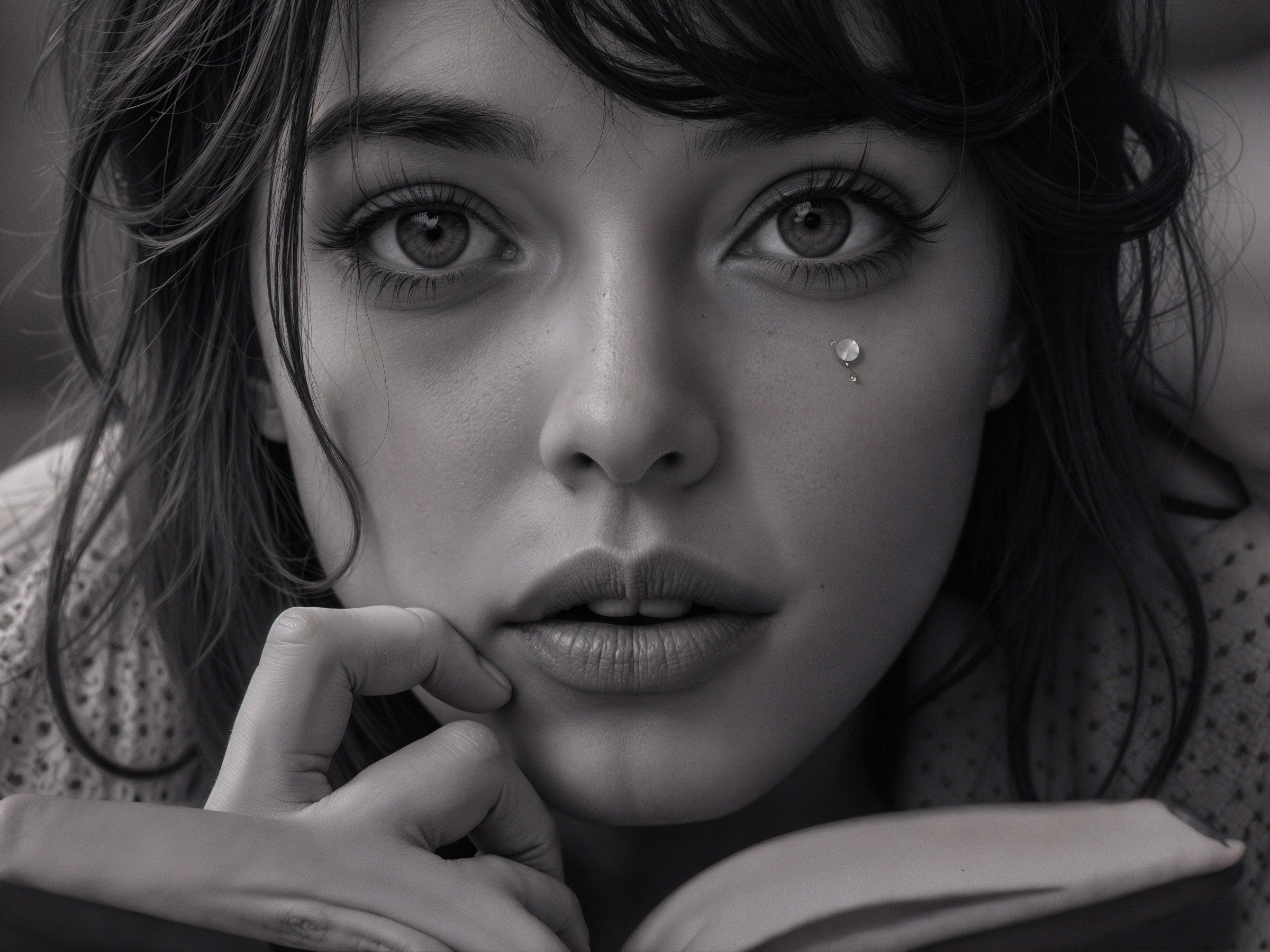 Close-Up Portrait of a Young Woman with Emotion