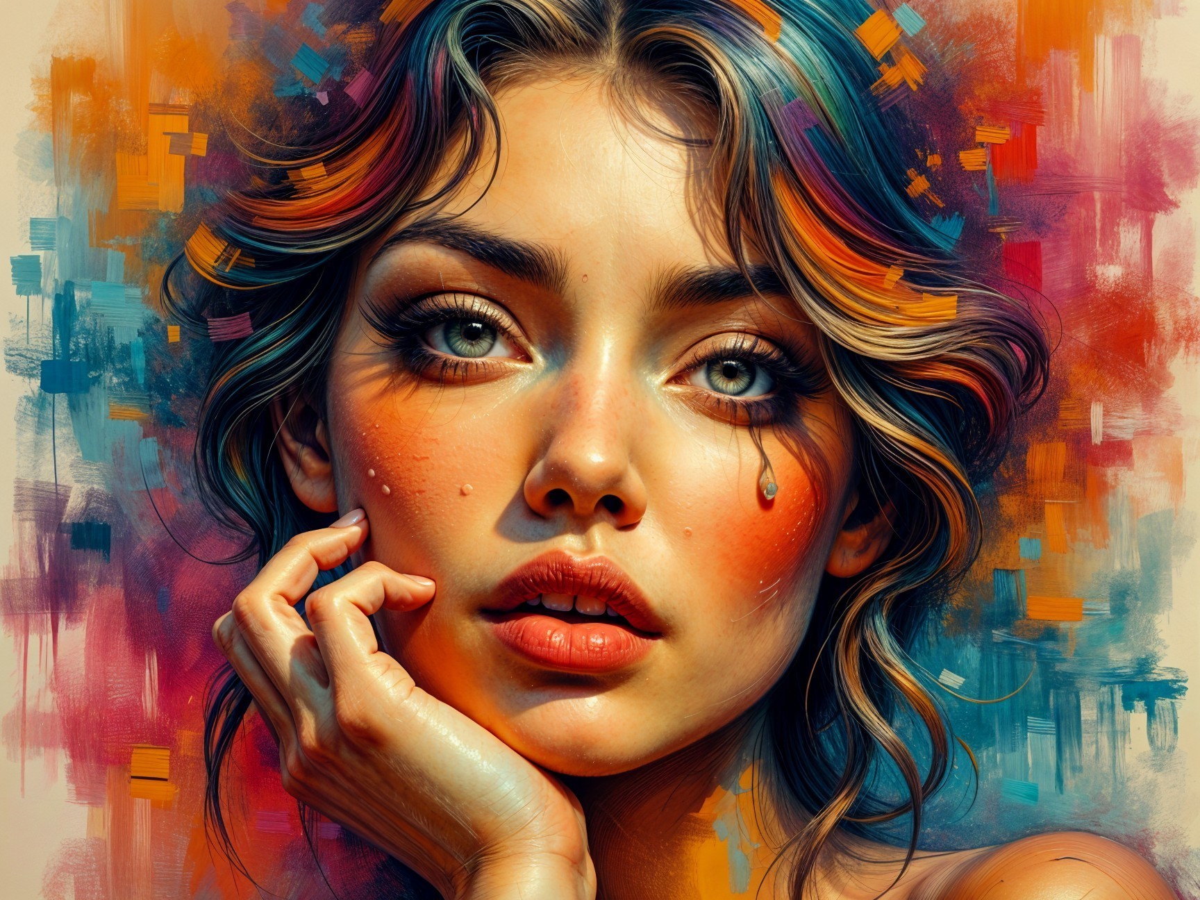 Portrait of a Young Woman with Expressive Features