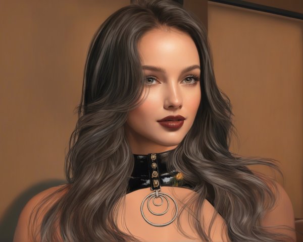 Confident Woman with Long Hair and Choker Accessory