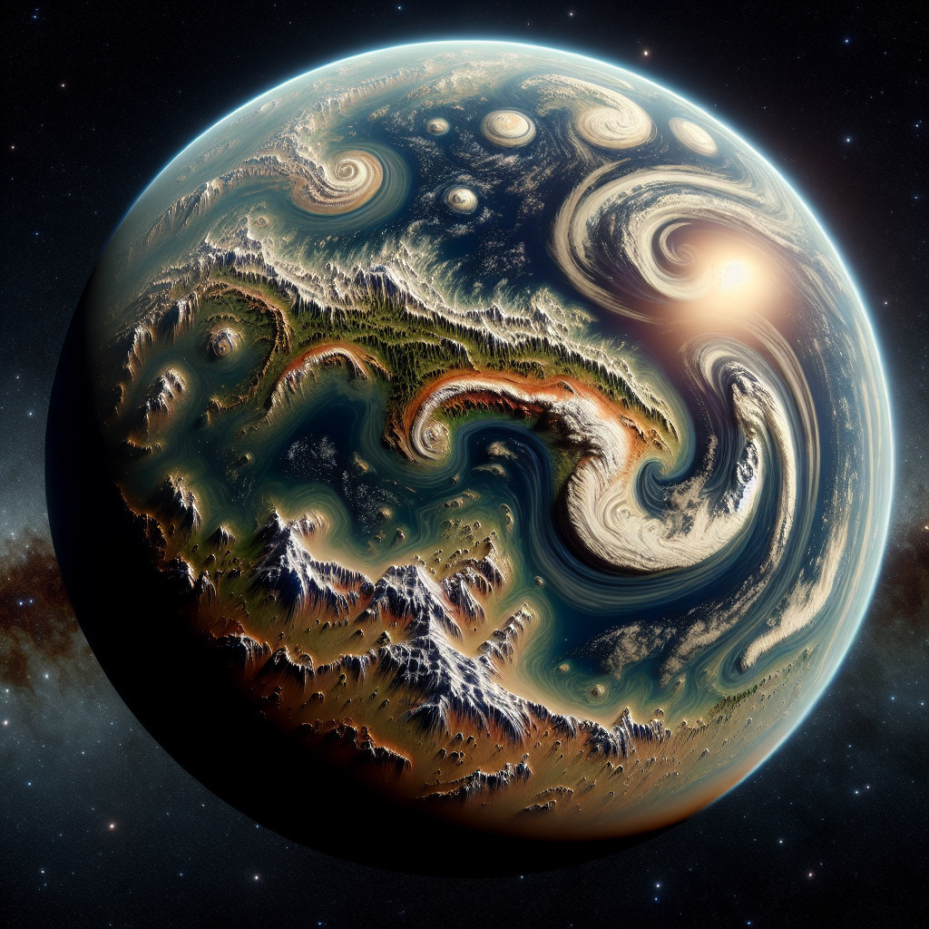 Vibrant Planet with Diverse Landscapes and Colors