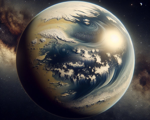 Artistic Depiction of a Distant Planet with Atmosphere