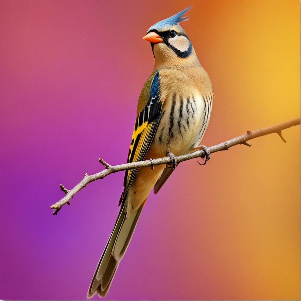 Colorful Bird on Branch with Vibrant Background