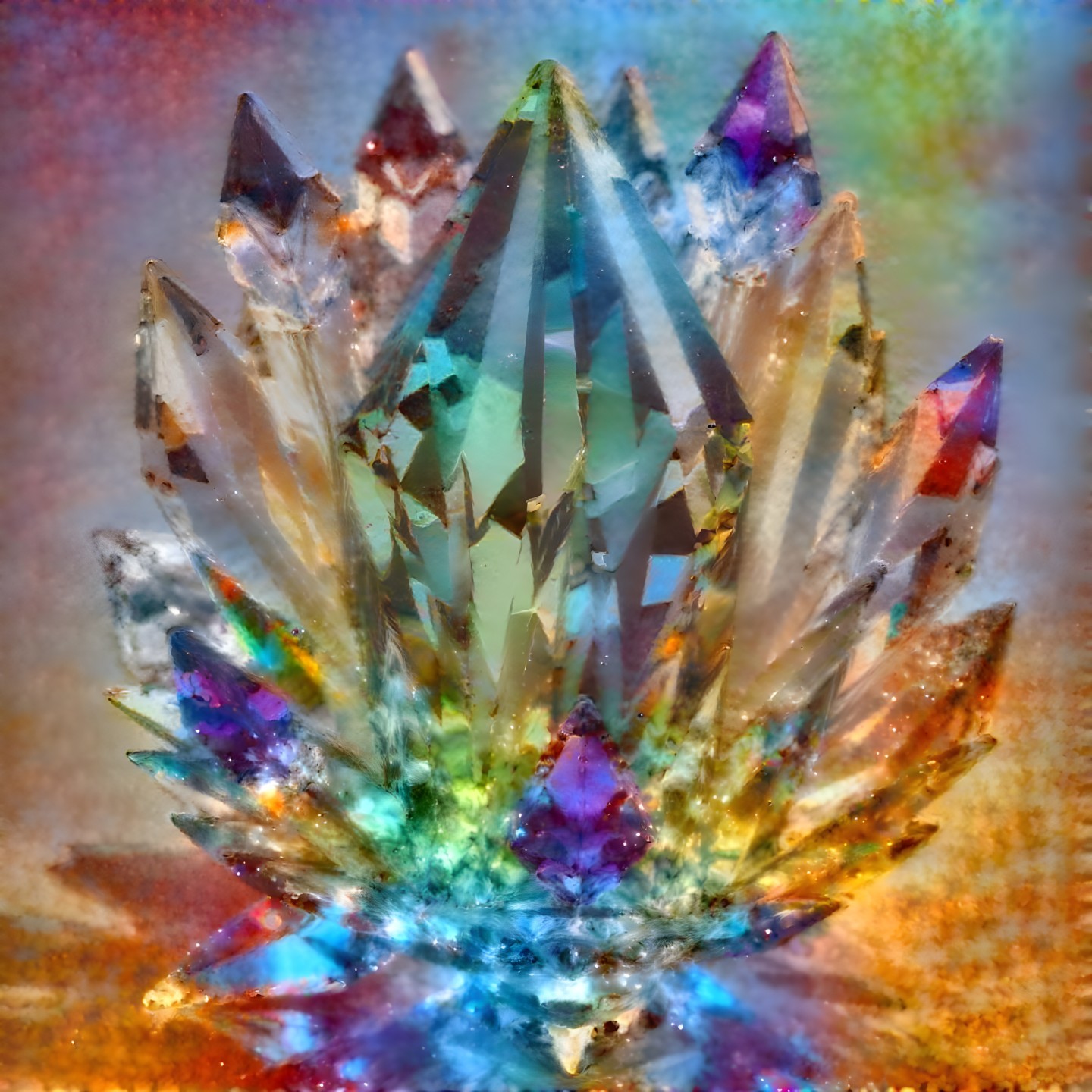 Vibrant Crystal Formation with Kaleidoscope Colors