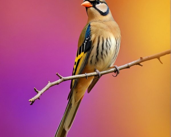 Colorful Bird on Branch with Vibrant Background