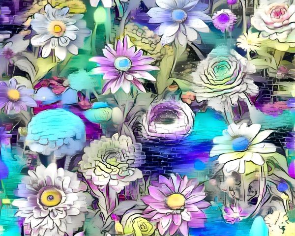 Vibrant Abstract Floral Landscape with Colorful Flowers