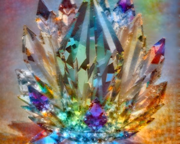 Vibrant Crystal Formation with Kaleidoscope Colors