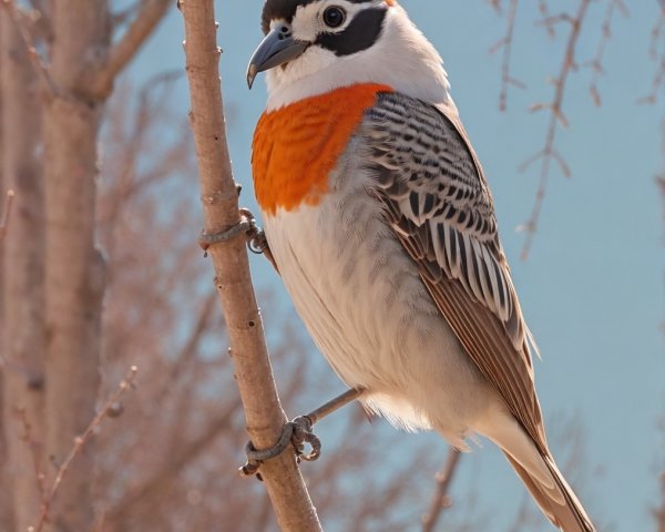 Vibrant Bird with Orange and Black Plumage on Branch