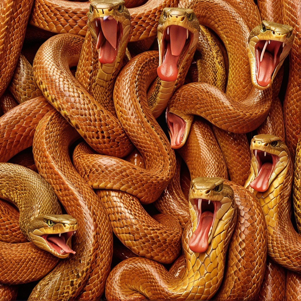 Arrangement of Intertwined Golden-Brown Snakes