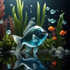 Vibrant Underwater Scene with Stylized Fish and Coral