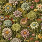 Vibrant Abstract Floral Landscape with Colorful Flowers