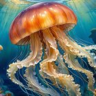 Vibrant Underwater Scene with Luminous Jellyfish