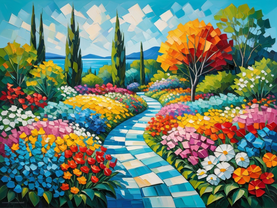 Vibrant Garden Landscape with Colorful Flowers