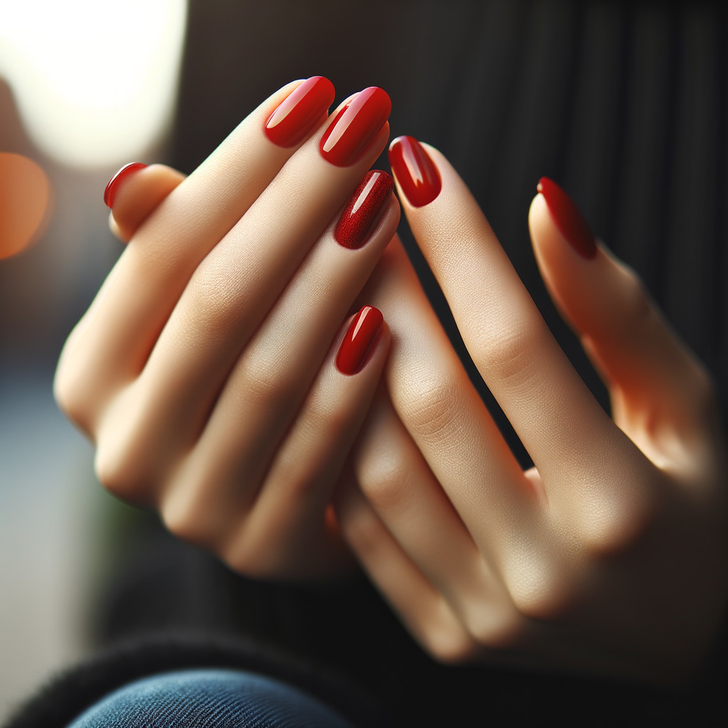 Elegant Hands with Vibrant Red Nail Polish Close-Up