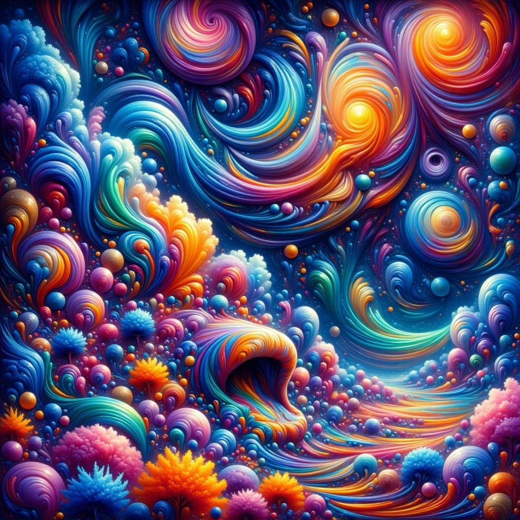 Vibrant Abstract Landscape with Swirling Colors