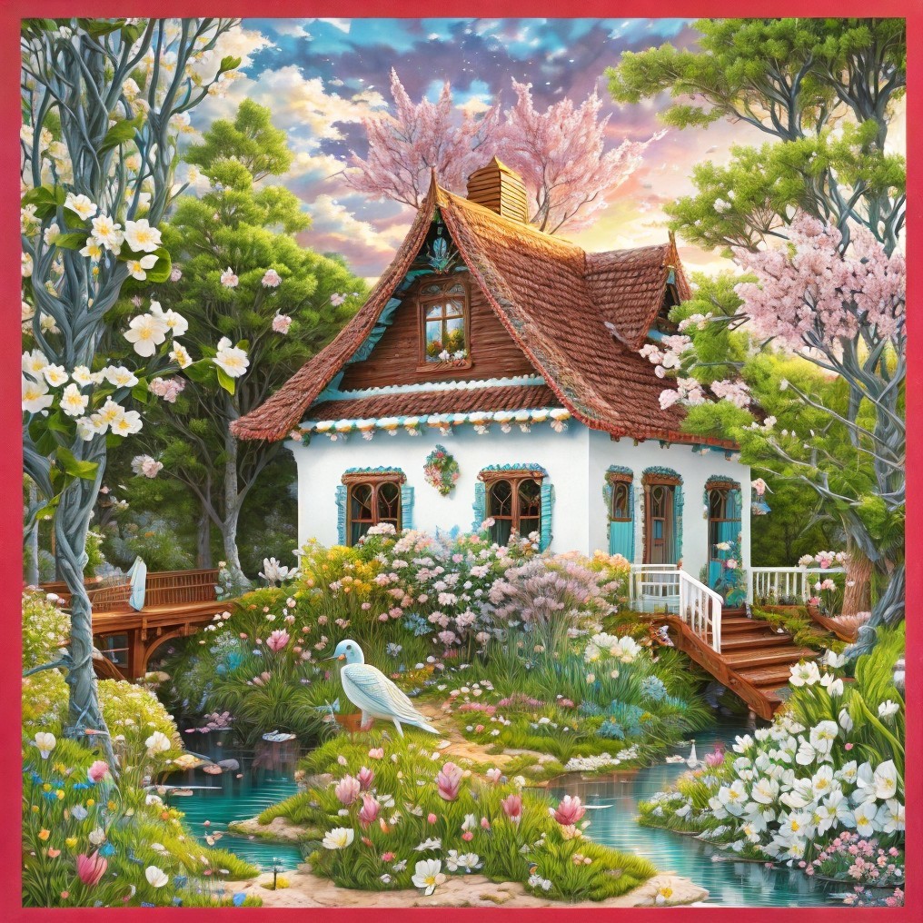 Charming Cottage Surrounded by Nature at Sunset