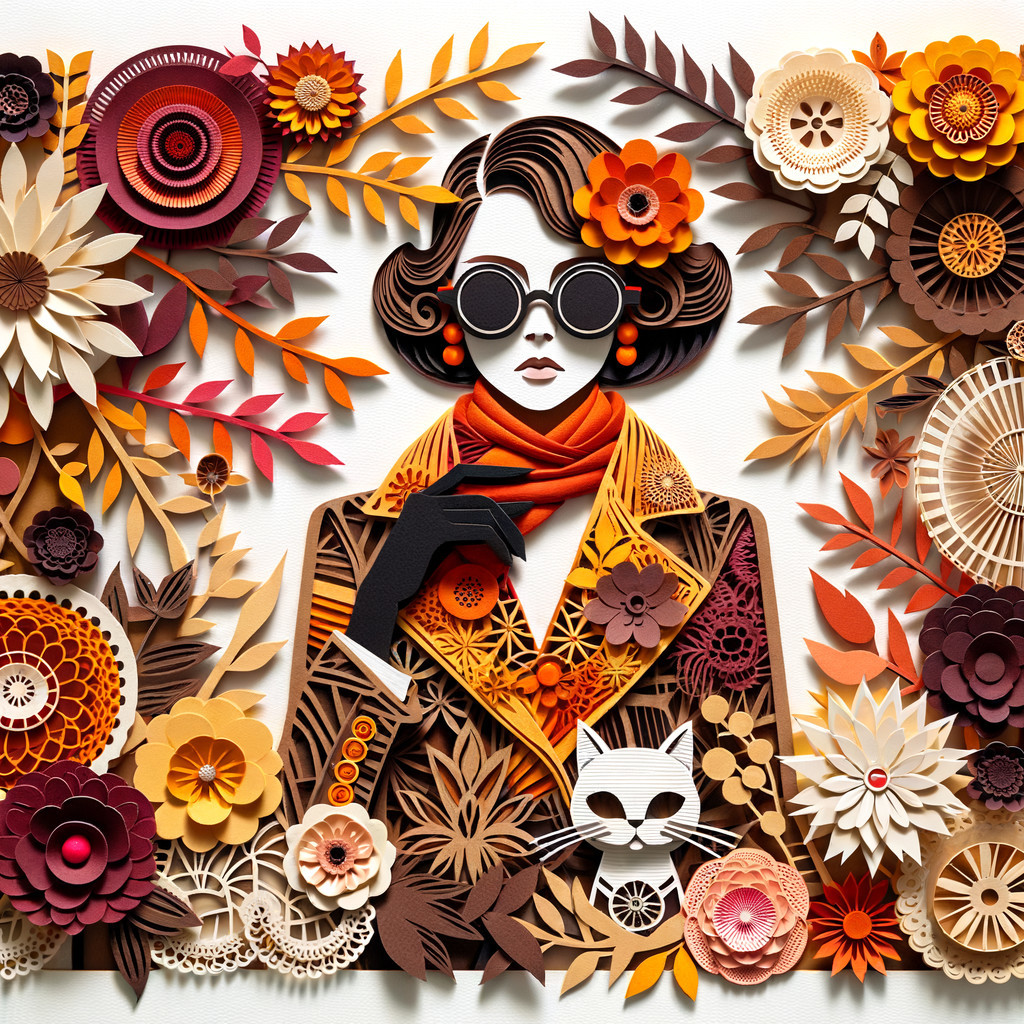 Paper Cut-Art of Fashionable Woman with Floral Design