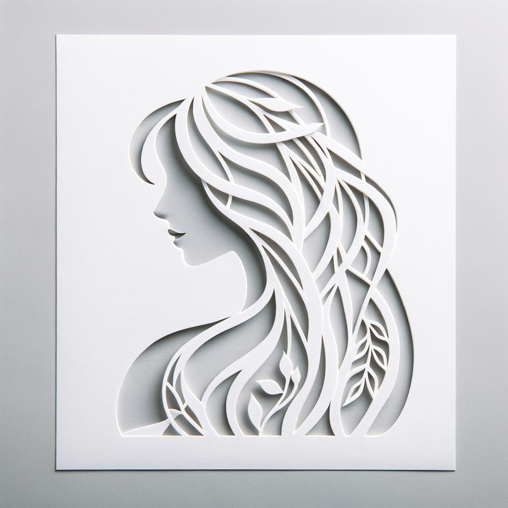 Intricate Paper Cutout Silhouette of Woman's Profile