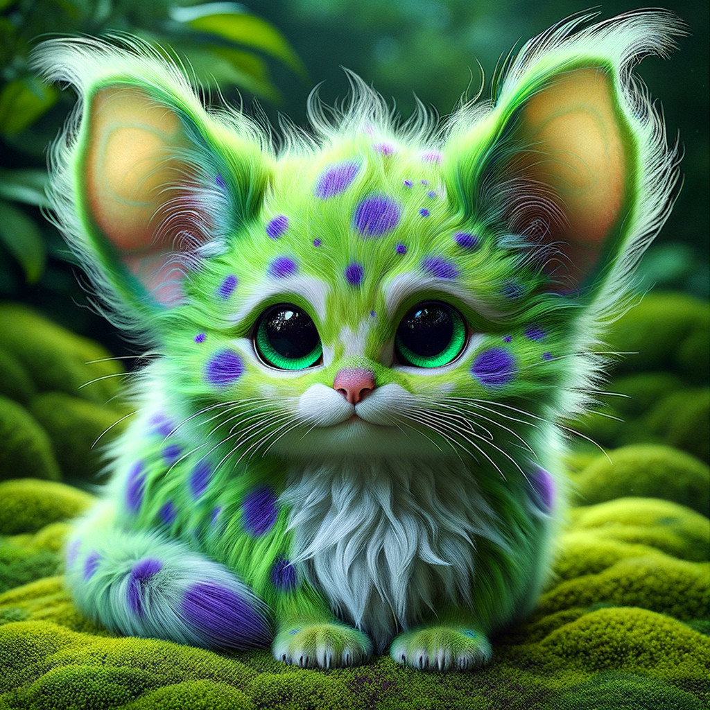 Whimsical Creature with Fluffy Fur and Vibrant Spots