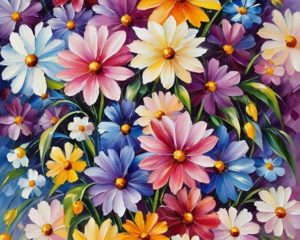Vibrant Bouquet of Colorful Daisies in Bloom