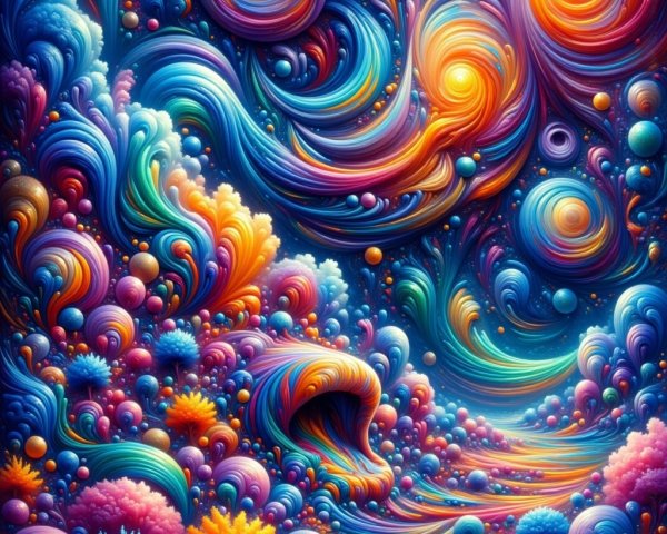 Vibrant Abstract Landscape with Swirling Colors