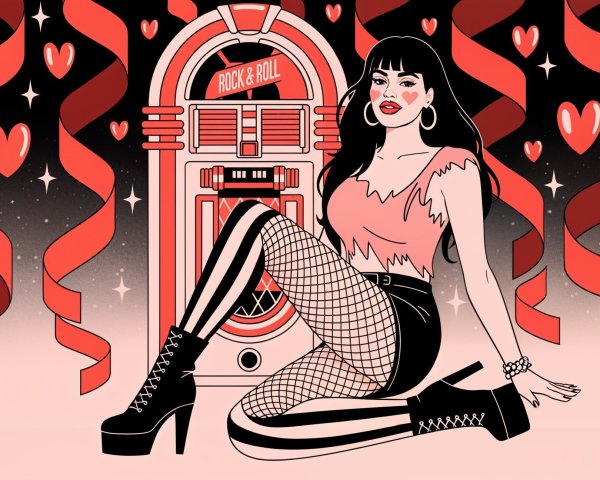Stylish Woman by Retro Jukebox in Rock and Roll Setting