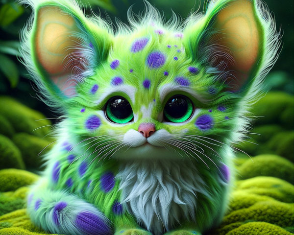 Whimsical Creature with Fluffy Fur and Vibrant Spots
