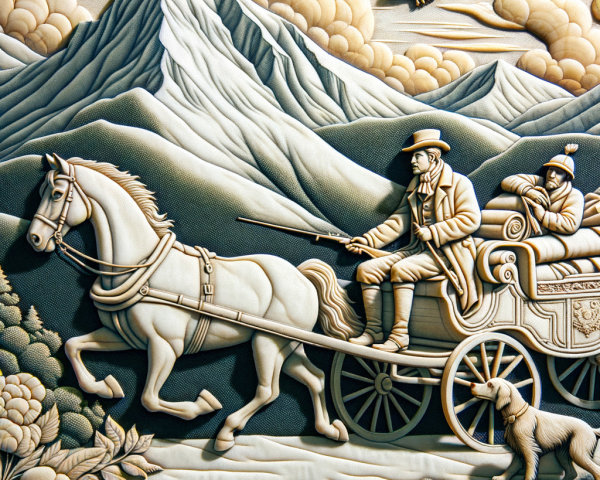 Intricately Carved Relief of Horse-Drawn Carriage Scene
