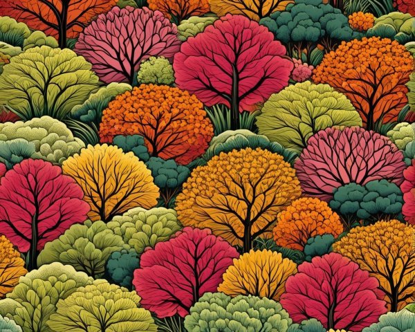 Vibrant Forest Tapestry of Colorful Foliage