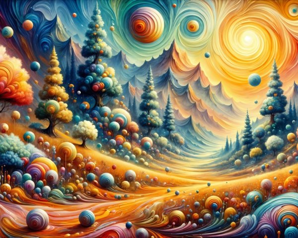 Vibrant Abstract Landscape with Swirling Colors